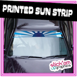Blue Rising Sun Cut Out Vinyl Sun Strip Banner 8”