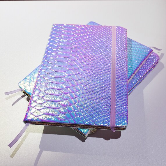 A5 Hardback Notebook Journal - Iridescent Metallic Snakeskin Style - Christmas Birthday Leaving Gift for Friends Colleagues Teachers