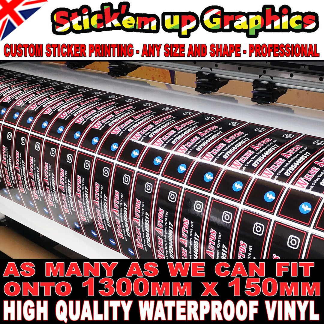 Custom Bulk Vinyl Stickers – Any Design, Any Shape, Weatherproof – UK Made
