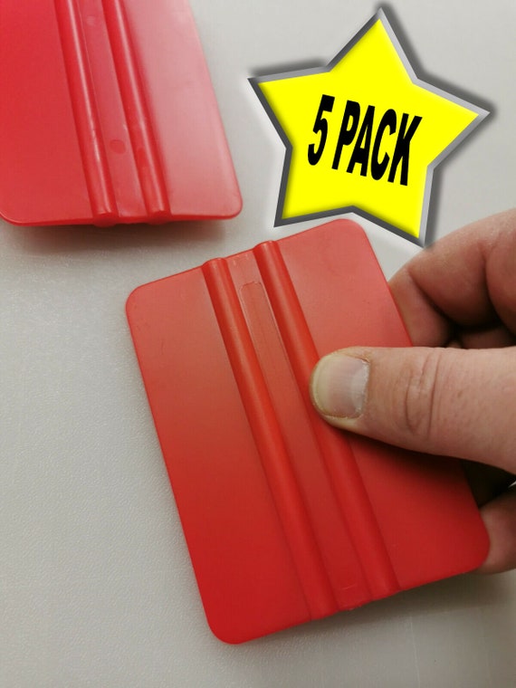 5 PACK RED Card Squeegee Vinyl Wrap Application Tool Scraper CRAFT 