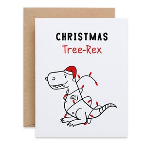 Cartes de rex arbre de Noël, paquets de cartes de Noël amusantes, jeux de mots de Noël, cartes de Noël, cartes de Noël de dinosaure, fabriqué durablement en Irlande
