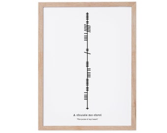 Impresión Ogham "Pulso de mi Corazón" - Arte Celta Irlandés - Decoración de Pared Ogham de Corazón - Obra de Arte Irlandesa Personalizada - Hecho en Irlanda