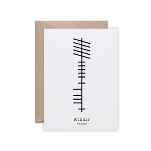 Ierse Vaderdagkaart | Father In Ogham | Athair-kaart | Papakaart | Kaart voor vaders | Ierse taalkaart | Duurzaam gemaakt in Ierland