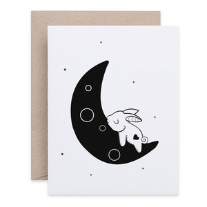 Bonita tarjeta de conejito de luna, tarjeta unisex de zorro, tarjetas para niños del bosque, tarjeta boho para niños, tarjeta de animales del bosque, tarjeta personalizada para niños, hecha en Irlanda