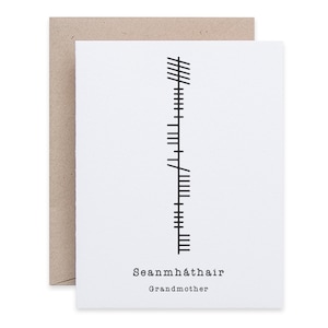 Biglietto Ogham irlandese della nonna, biglietto per la festa della mamma celtica, mamma irlandese, lingua irlandese, festa della mamma Ogham, festa della mamma in Irlanda, Made in Ireland
