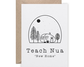 Tarjeta Teach Nua New Home, Tarjeta Irish Caravan Van Life, Fabricación sostenible
