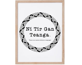 Níl tír gan teanga Impresión de proverbio irlandés – No hay nación sin idioma – Decoración gaélica irlandesa – Impresión irlandesa hecha a mano – Hecho en Irlanda