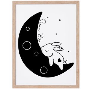 Dream Big Moon Bunny, Irish Baby Gifts, Gaeilge Art, Irish Language Art, Personalised New Baby Prints, Irish Nursery Prints, Made In Ireland
