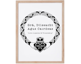 Irish Claddagh Prints – Irish Anniversary Wall Art – Love Loyalty Friendship – Handcrafted Celtic Decor – Made in Ireland