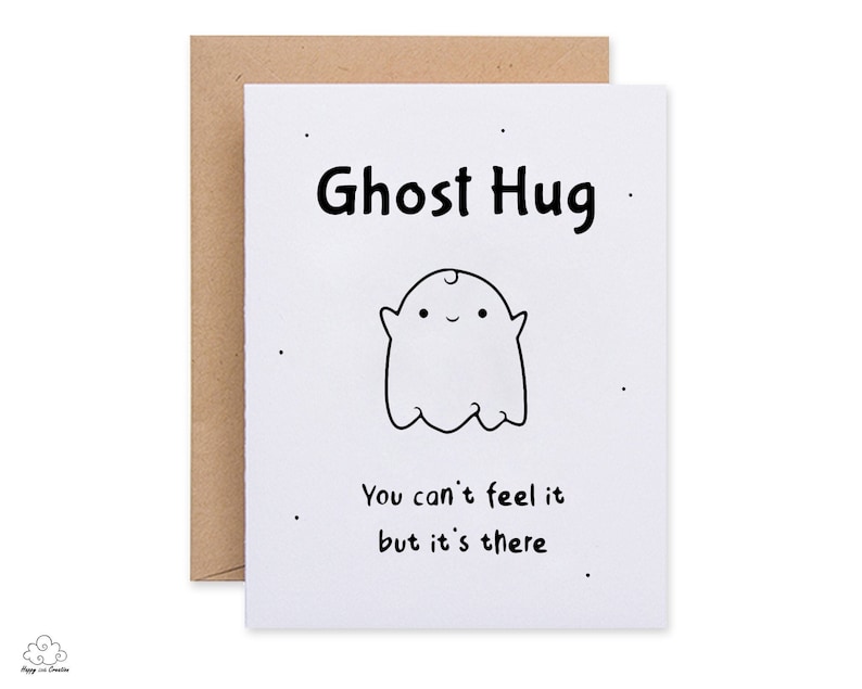 I Miss You Cards, Ghost Hug Cards, Get Well Soon Cards, Send Love Card, Virtuelle Umarmungskarte, Süße Halloween Karten, Nachhaltig Made in Ireland Bild 1