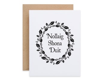 Nollaig Shona Duit Card, Irish Christmas Card Pack, Xmas Gaeilge Christmas Card, Irish Language Christmas Card, Sustainably Made in Ireland