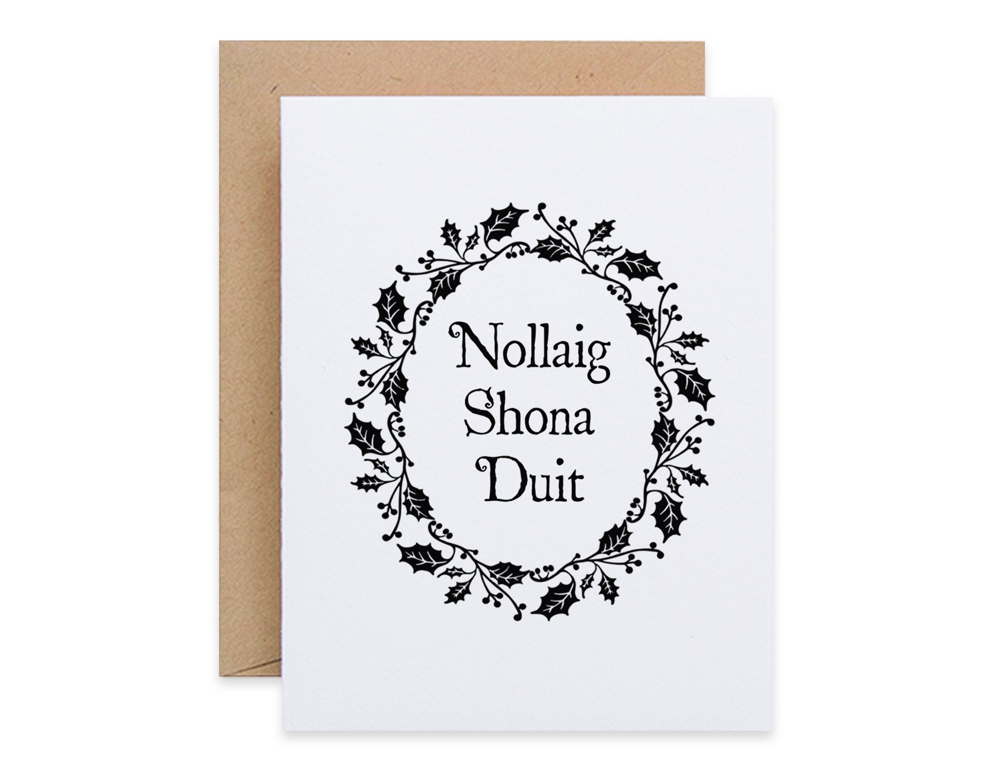 Irish Christmas Card, Nollaig Shona Duit, Sustainably Made - Etsy Israel, image size:2000x1584