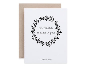 Go Raibh Maith Agat Irish Thank You Card / Irish Cards / Tarjeta de boda / Tarjeta de agradecimiento / Paquetes de tarjetas hechos a mano / Conscientemente hecho a mano en Irlanda