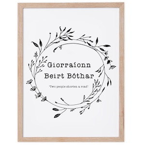 Impresión irlandesa "Dos acortan el camino", regalos de aniversario irlandeses, regalos de boda irlandeses, proverbios irlandeses, regalo de inauguración de la casa de Navidad, hecho en Irlanda