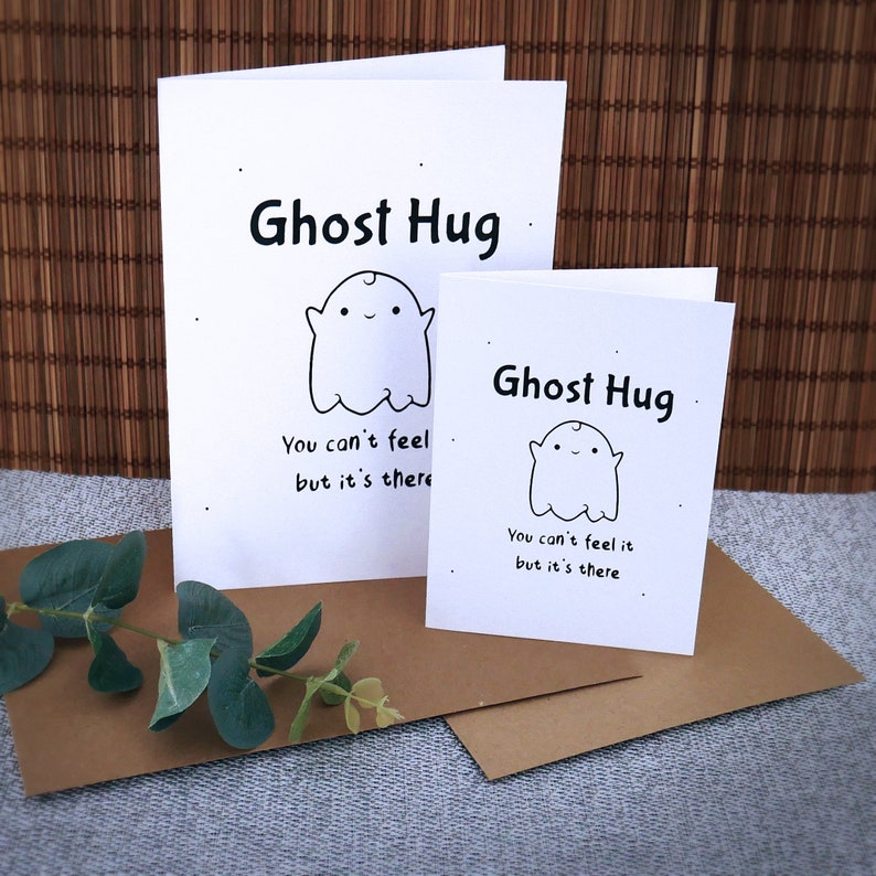 I Miss You Cards, Ghost Hug Cards, Get Well Soon Cards, Send Love Card, Virtuelle Umarmungskarte, Süße Halloween Karten, Nachhaltig Made in Ireland Bild 2