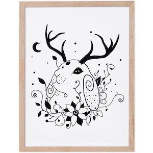 Irish Rabbit Illustration | Jackalope Art |  Irish Illustrations | Lineart | Folklore Art | Fairytale Art | Consciously Hand Made In Ireland