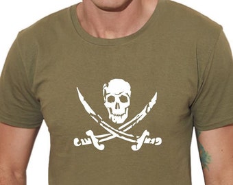 Jolly Roger T-Shirt Vintage Pirate Flag Skull and Bones Shirt Top Black Flag Pirates Sigil Thieves Sea Adventures