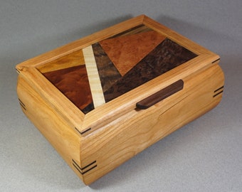 Cherry Wood Jewelry Box with optional divider