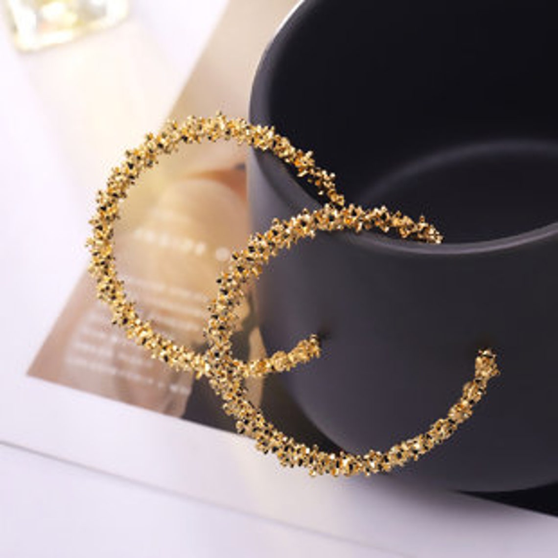 Gold Plated Contemporary Half Hoop Earring For Women