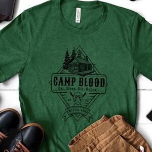 Camp Blood Eat Sleep Die Repeat Crystal Lake Jason Graphic Horror Tee T-Shirt