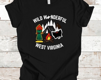 Mothman Moth Man Point Pleasant WV Monster Cryptids West Virginia Graphic Tee T-Shirt Bigfoot Flatwoods Monster Camping Adult