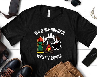 Mothman Moth Man Point Pleasant WV Monster Cryptids West Virginia Graphic Tee T-Shirt Bigfoot Flatwoods Monster Camping Adult