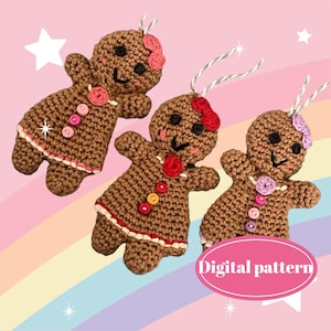Gingerbread Girl / Gingerbread Woman Christmas Decoration - Crochet Pattern (UK and US crochet terms)