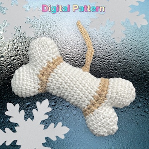 Dog Bone pattern -  Crochet Christmas Decoration (UK and US crochet terms)