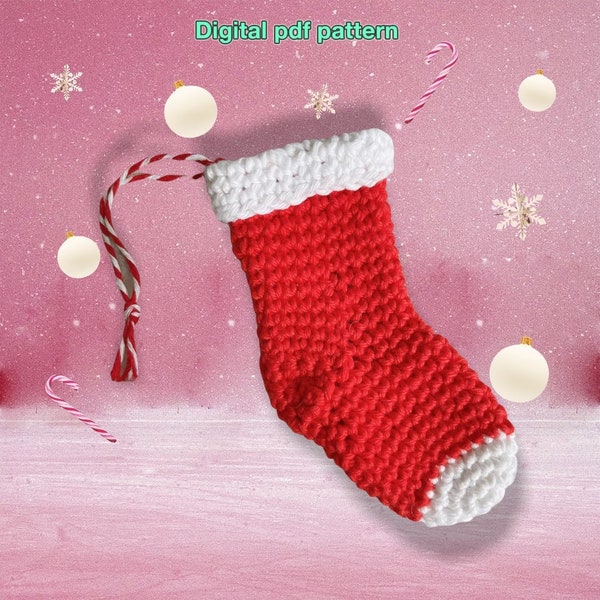 Christmas Stocking Crochet Pattern - Xmas tree decoration