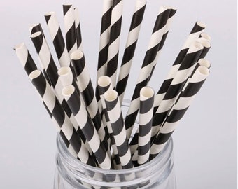 Paper Straws - Striped Straws - Paper straws for baby shower - 25 pcs - Paper straws for wedding