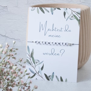 Patentante Armband Makramee filigran zart fein Herz Anfrage Geschenk Baby Freundin Geburt Möchtest du meine Patentante werden