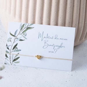 Brautjungfer Armband Makramee filigran zart fein Herz Anfrage Geschenk Hochzeit Trauung Möchtest du meine Brautjungfer sein