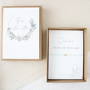 Geschenk-Set Hebamme | Danke sagen | Geschenkbox | Geschenkkarte mit Makramee Armband | Abschied von der Hebamme | Geschenkidee
