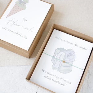 Coffret cadeau de rentrée | Carte cadeau dans une boîte avec un bracelet en macramé | Cadeaux de rentrée personnalisés | Cadeaux de rentrée