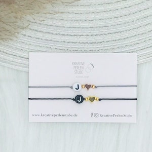 Bracelet personalized initials metal beads heart delicate delicate macrame friendship bracelet birthday girlfriend godmother Christmas