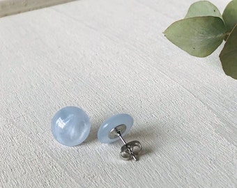 Ohrstecker Polaris denim blau glänzend Polarisohrstecker Ohrringe Cabochon 12mm Edelstahl Modeschmuck Geschenk für sie Schmuck Valentinstag