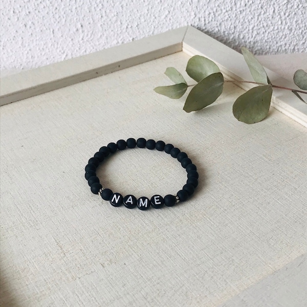 Perlenarmband personalisiert mit Namen oder Initialen Polarisperlen Geschenk Weihnachten Geburtstag Valentinstag Muttertag Taufe Geburt