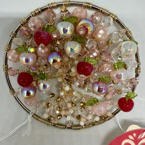 Gold Wire Tree of Life (Mother of Pearl, Natural Shell, Metal and Glass Beads, Crystal Glass & Glass Charms)