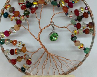 Copper Wire Tree of Life (Agate and glass beads)