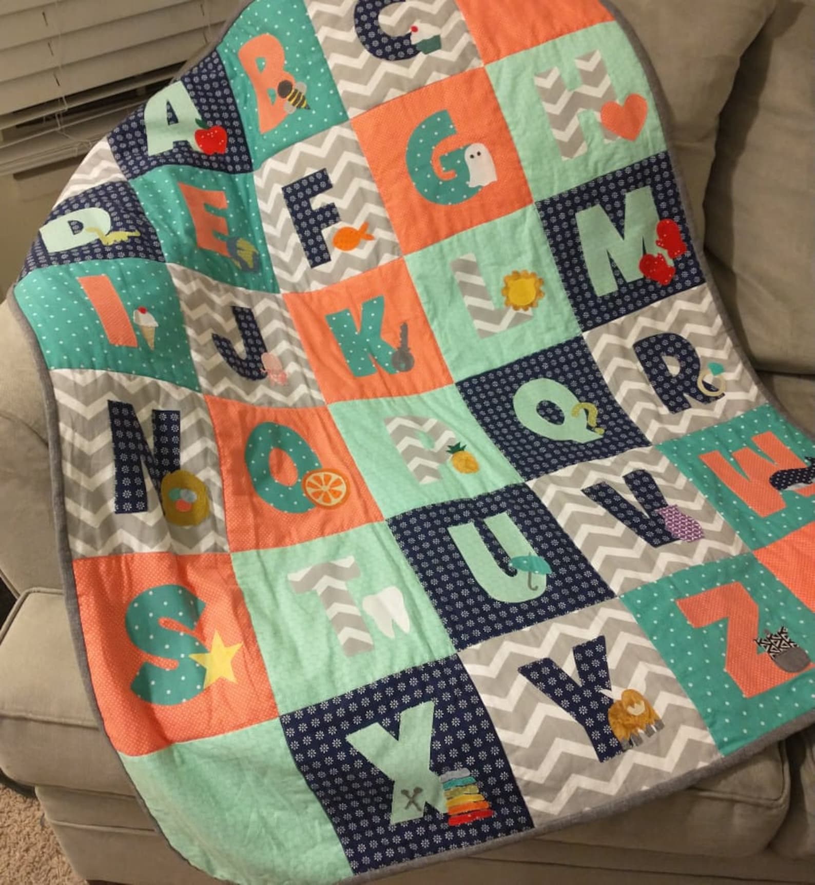 Alphabet Baby Quilt Tutorial and Pattern Etsy