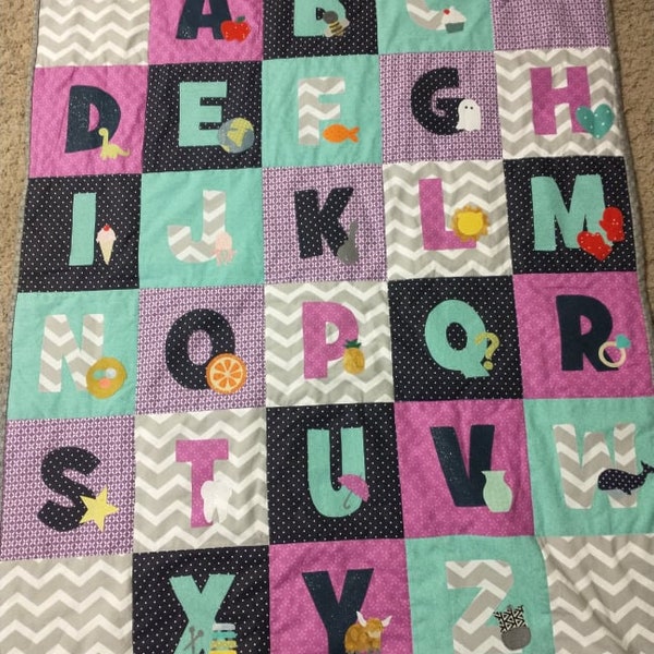 Magenta Baby Alphabet Quilt