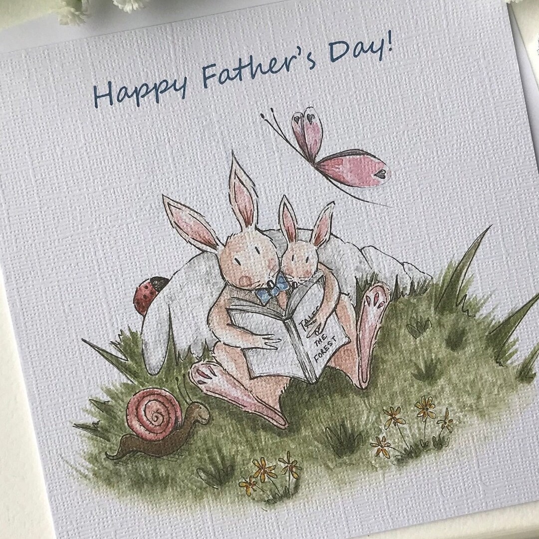 Bunny Father’s Day Card From an Original Watercolour Illustration, Card ...