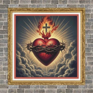 Sacred Heart Full Coverage Cross Stitch Pattern PDF