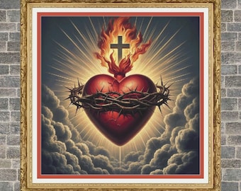 Sacred Heart Full Coverage Cross Stitch Pattern PDF