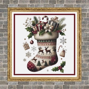 Christmas Stocking Full Coverage Cross Stitch Pattern PDF