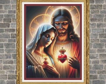 Our Most Sacred Heart Full Coverage Cross Stitch Pattern PDF