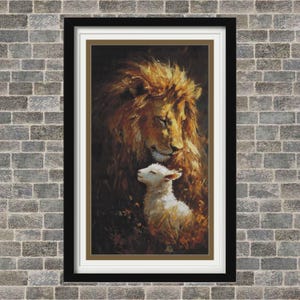 Lion and the Lamb Full Coverage Cross Stitch Pattern PDF
