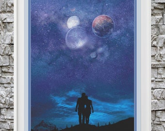 Lovers Beneath the Night Sky Full Coverage Cross Stitch Pattern PDF