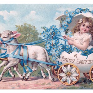 Cartão postal vintage de Páscoa para menina, padrão de ponto cruz com cobertura total em PDF