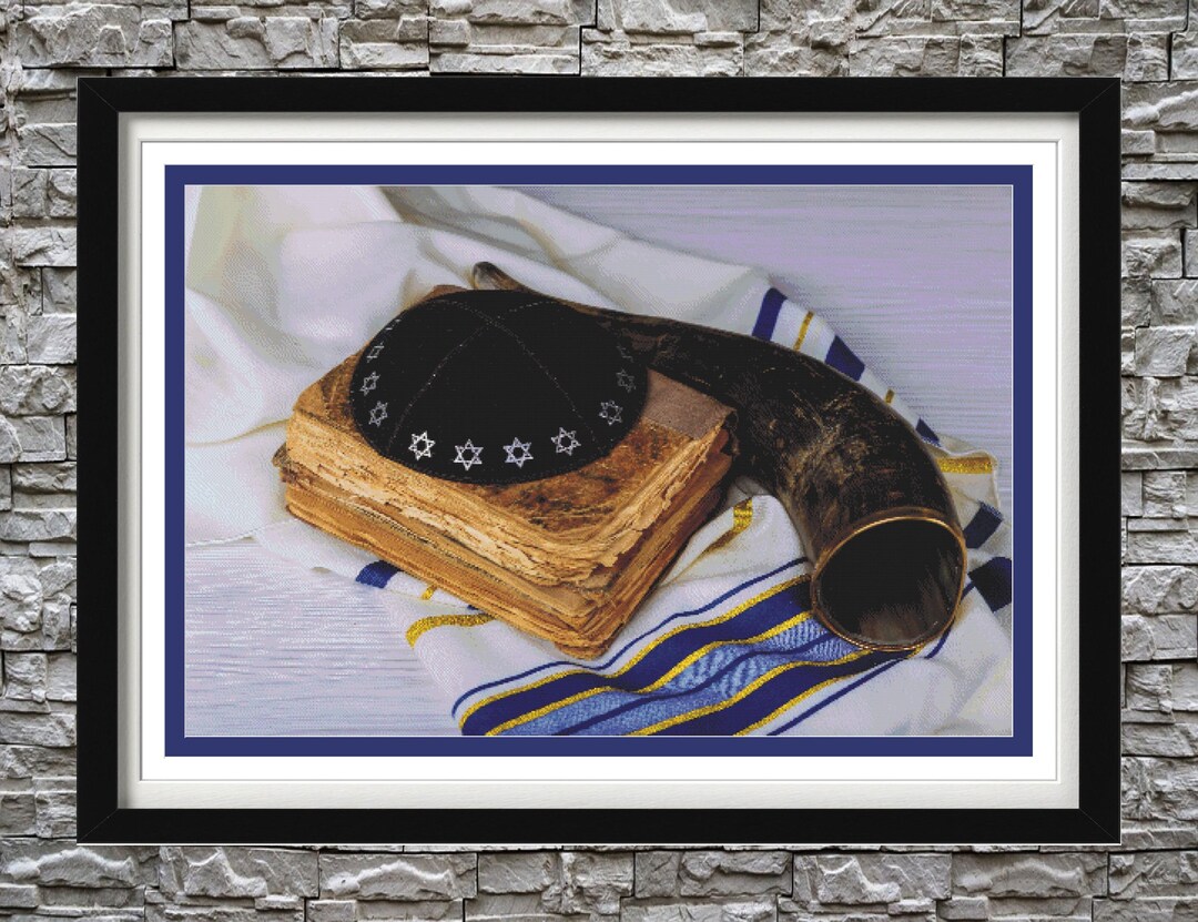 Shofar Pattern Shofar and Tallit Full Coverage Cross Stitch Pattern PDF - Etsy